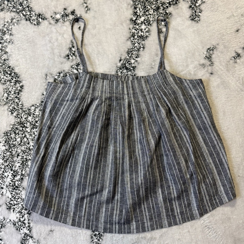 Outerknown Tank Top Womens Size SP Gray Stripes Cotton linen Blend Tides